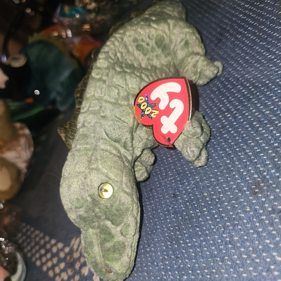 TY Beanie Baby Green Alligator Plush - Picture 1 of 4